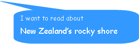 Rounded Rectangular Callout: I want to read about                     New Zealands rocky shore